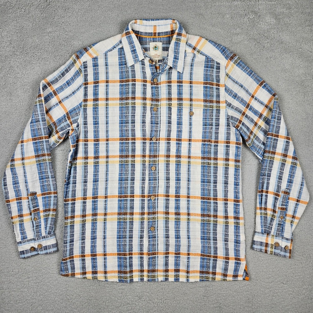 The Territory Ahead (Men's Medium) Plaid Button Up Shirt‎ Textured Cotton Gauze
